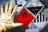 Warning symbol for chemical hazard on chemical container