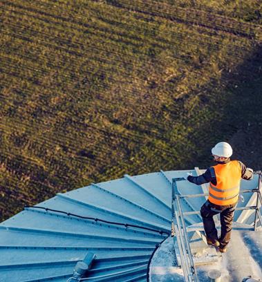 Aerial view of an industry worker